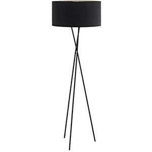 EGLO Fondachelli staande lamp staande lamp staal stof zwart koper met versnellingsschakelaar incl. E27 fitting