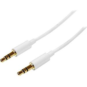 StarTech.com MU1MMMSWH Stereo-audiokabel, mini-jackstekker, 3,5 mm, smal, 1 m - stekker op stekker,