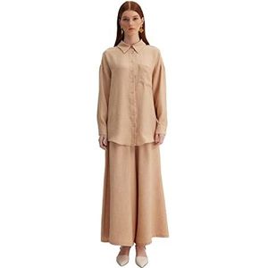 Trendyol Ensemble deux pièces pour femme - Marron-chemise coupe régulière, camel, 42