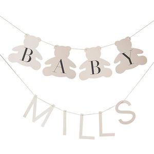 Ginger Ray - Vlaggenketting voor babyshower, personaliseerbaar, 2 m, teddybeer, taupe