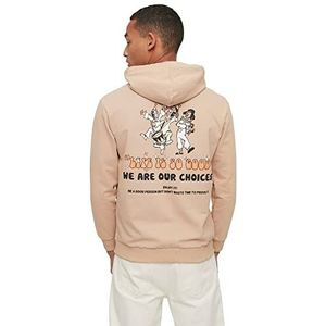 TRENDYOL Sweatshirt voor heren, bruin, standaard, camel, maat XL, Kameel.