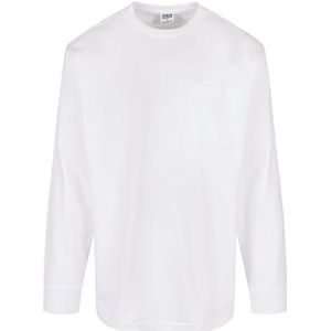 Urban Classics Herenshirt met lange mouwen met borstzak van zware stof, grote zakken, verkrijgbaar in 4 kleuren, XS tot 5XL, Wit