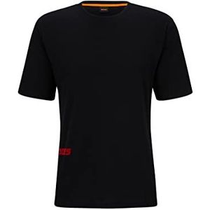 BOSS TeeSevenFlash T-shirt en coton pour homme avec imprimé style sport de course, Noir 1, L