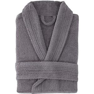 Top Towel Badjas, uniseks, badjas voor dames of heren, 100% katoen, 500 g/m², badstof badjas, grijs.