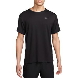 Nike Heren Short Sleeve Top M Nk Df Uv Miler Ss, zwart/reflecterend zilver, DV9315-010, XL