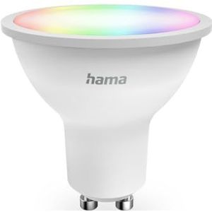 Hama Slimme wifi-gloeilamp, GU10 veelkleurige RGBB, 2700-6500 K, intelligente smart-lamp, mat, lamp Alexa/Google Home, 4,9 W, 470 lm, dimbaar, comm. voc./appl