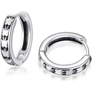 Kleine Creolen Unisex 925 Sterling Zilver Zwart Mannen Vrouwen Oorbellen Slaperige Oorbellen Jongens Verjaardagscadeaus voor Beste Vrienden, Sterling zilver