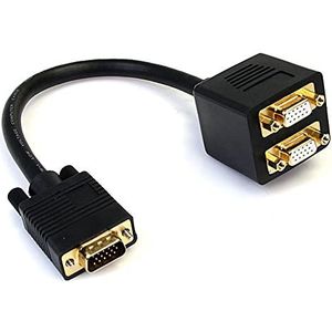 StarTech.com VGA-video-splitterkabel, 30 cm, 1 x VGA (mannelijk) naar 2 x VGA (vrouwelijk), zwart (VGASPL1VV)
