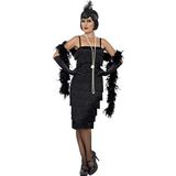 Smiffys 45502L, Charleston-kostuum voor dames, lange jurk, hoofdband en handschoenen, zwart, 44-46 (maat fabrikant: L)