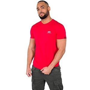 ALPHA INDUSTRIES Alpha Industries Basic T-shirt met klein logo voor heren (1 stuk), Rode snelheid