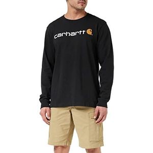 Carhartt Herenshirt met lange mouwen met grafisch logo, casual pasvorm., zwart.