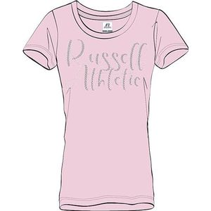 RUSSELL ATHLETIC T-shirt à col rond Scripted-S/S pour femme, Rose Crandle, M