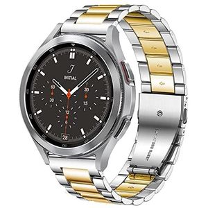 DEALELE Compatibel met Samsung Galaxy Watch 5 / 5 Pro / Galaxy 4 / 4 Classic / Galaxy 3 41mm / Active 2, 20mm Roestvrij Staal Metaal Vervanging Armband voor Huawei GT3 42mm / GT2 42mm, Zilver-goud