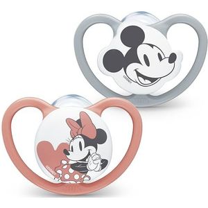 Nuk - Set van 2 Space Baby fopspenen - 6-18 maanden - Fopspenen met extra ventilatie - BPA-vrije siliconen - Mickey en Minnie Mouse 10736749 meerkleurig