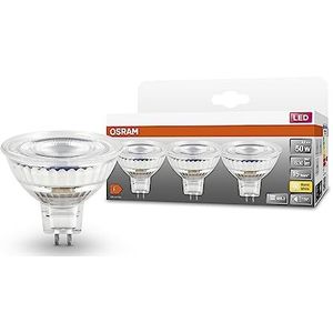 OSRAM Led-spot MR16 GL 50 Niedervolt LED-LEMPLE, fitting Gu53, 3-pack, 6,5 W, 630 lm, 2700 K, warm wit licht, lange levensduur, geen opwarmtijd
