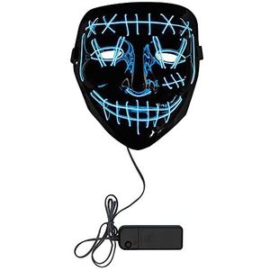Boland 72255 LED masker Killer Smile blauw op batterijen 2 x AA licht LED gezichtsmasker accessoires Halloween carnaval themafeest