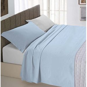 Italian Bed Linen Lakenset ""Natural Color"", lichtblauw/lichtgrijs, plein en half