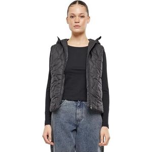 Urban Classics Gilet matelassé léger avec capuche pour femme - Coupe ajustée, Noir, 5XL