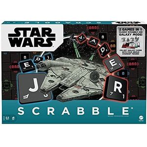 Scrabble Star Wars Edition GYM75 Familiebordspel met sterrenstelselkaarten en ruimtevaartuigenverhuizingen, Star Wars woordenlijst, cadeau voor jongeren, volwassenen of familie vanaf 10