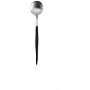 ASA GOA espressolepel met zwarte handgreep van roestvrij staal, 10 cm, zilverkleurig