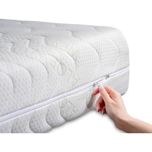 Comfortabele matrashoes voor matrassen met een totale afmeting van 140 x 200 cm - 19-21 cm hoog - dubbele dikte met aloë vera - geschikt voor mensen met een allergie - wasbaar op 60 °C - sluiting