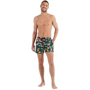 Hom Flamingo Board zwemshorts voor heren, Roze Vlaamse Print Marine Achtergrond, S