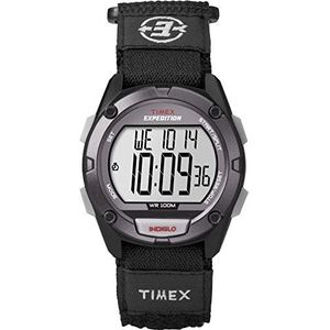 Timex Digitaal herenhorloge met leren band 12345465646, zwart/grijs., Chat verzending digitaal horloge