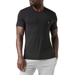 Emporio Armani T-shirt Stretch Deluxe Viscose Eagle Logo Regular Fit heren, zwart, S, zwart.