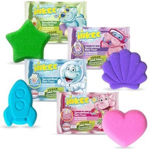 INKEE Bath Fizzer Lot de 4 bombes de bain effervescentes enrichies à l'huile d'amande en 4 couleurs, parfums et formes différentes