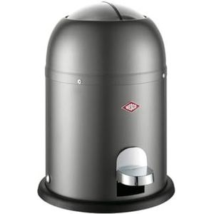 Wesco Mini Master Afvalemmer voor badkamer, grafiet, mat grafiet, gepoedercoat plaatstaal, volume 6 liter, kunststof inzetstuk, pedaal