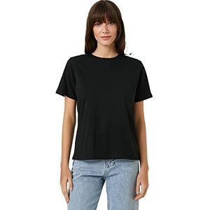 Koton Basic T-shirt met korte mouwen en ronde hals T-shirt voor dames, Zwart (999).