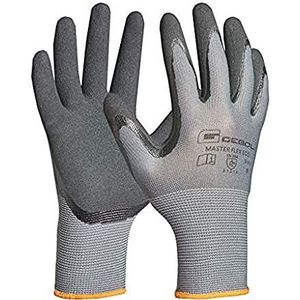 Gebol Master Flex Eco Werkhandschoenen met nitrilcoating voor een goede grip, nitril handschoenen voor werkplaats en tuin, voor dames en heren, maat M (maat 8), grijs, 1 paar
