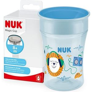 NUK Magic Cup leerbeker, 360° lekvrije rand, 8+ maanden, BPA-vrij, 230 ml, egel (blauw)