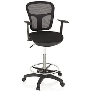 hjh OFFICE Top Work 760008 108 Ergonomische werkstoel van mesh met ringvoetsteun, zwart