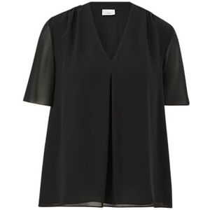 Blouse - Effen - Chiffon - Losse Pasvorm - Halve Mouw