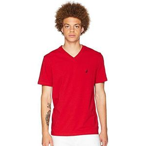 Nautica Solid Slim Fit T-shirt met V-hals voor heren, korte mouwen, negligé, maat M, Nautisch rood