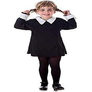 Creaciones Llopis Wednesday Addams kostuum voor meisjes, jurk woensdag Addams meisjes (7-9 jaar, taupe)