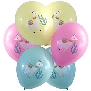 Karaloon 30077-15 stuks lama-ballonnen van 28 cm, pastelballonnen, roze, aqua en zand verrijken lama-ballonnen met helium voor verjaardagen en feestjes