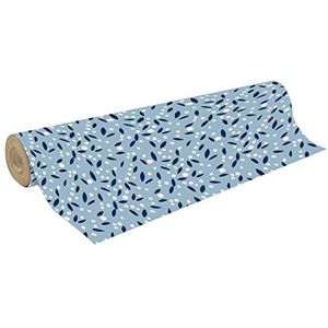 Clairefontaine 223859C – 1 rol kraftpapier, rauw, gerecycled, afmetingen: 50 x 70 cm, 70 g, motief: blauwe bloemblaadjes, gerecycled papier, ideaal voor geschenkverpakkingen, DIY, creatieve hobby's