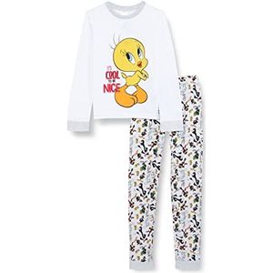 CERDÁ LIFE'S LITTLE MOMENTS Familie pyjama winterspel Tweety van de Looney Tunes 100% katoen met T-shirt en broek, officieel gelicentieerd product, Warner Bros, Pijama, wit, 6 jaar, Wit.