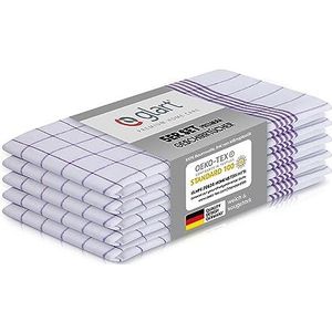 Glart 48KV1 set van 5 theedoeken, 50 x 70 cm, 100% katoen, Oeko-Tex-gecertificeerd, geruit, voorgewassen, paars geruit