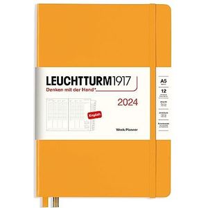 LEUCHTTURM1917 367836 Weekoverzicht, middelgroot, (A5) 2024, 12 maanden, Rising Sun, Engels