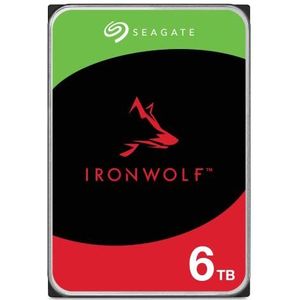 Seagate IronWolf 6 TB, interne harde schijf NAS HDD, CMR 3,5 inch SATA 6 Gbit/s 7200 rpm, 256 MB cache, voor RAID-NAS, eenvoudige opening, 3 jaar geldige Rescue diensten (ST6000VNZ06)