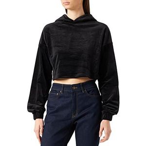 Urban Classics Korte hoodie voor dames, sweatshirt met capuchon en capuchon, zwart.