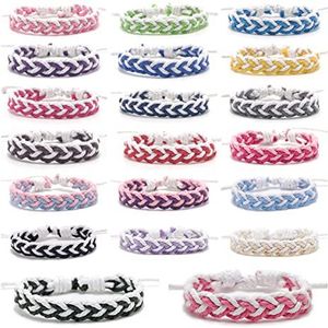 Yitexin 20 stuks gevlochten vriendschapsarmbanden met schuifknoopsluiting, handgemaakte verstelbare gevlochten armband, armbanden voor beste vriend, touwarmbanden, kleurrijke boho-armbanden, Stof jute