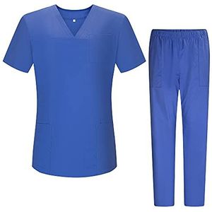 Misemiya - Werkkleding, elastisch, voor dames, korte mouwen, kliniek, henspiraal, reiniging voor veterinair, Ref.G7154, Royal Blue G715-50 Medisch Uniform