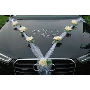 ORGANZA M bruidssieraad in de vorm van roze harten voor autodecoratie bruiloft rotan decoratie auto slinger citroen / wit / wit