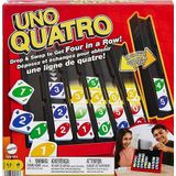 Mattel Games UNO Quatro Game met gekleurde tegels en plastic spelrooster voor volwassenen, familie en spel nacht, 2 tot 4 spelers, leeftijd 7 jaar & up