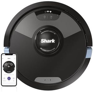 Shark AI Ultra 2-in-1 robotstofzuiger, anti-vervelende technologie en geluidsreiniging, geschikt voor alle tapijten en harde vloeren, handmatige bediening en aangesloten toepassing, zwart RV2600WDEU