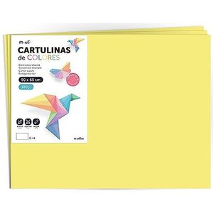 Gekleurd karton, groot karton 50 x 65 cm in pastelkleuren, pastelkleurkaarten 180 g voor handwerk, creatieve tekeningen en kunstprojecten · m-office (x125 vellen, geel)